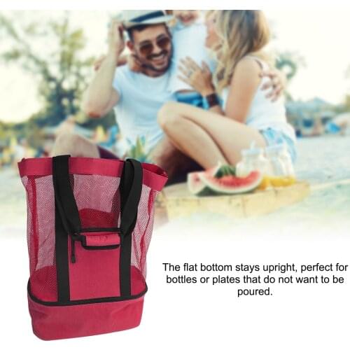 Beach Dry and Wet Separation Tote Bag with Fine Mesh Polyester Zipper Bottom Storage Portable Travel Accessory
