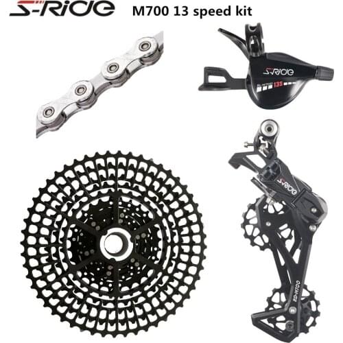 S-RIDE M700 13 gear lever + rear derailleur + 52T cassette flywheel + KMC X12 chain set, compatible with 10/11 speed MTB bicycle