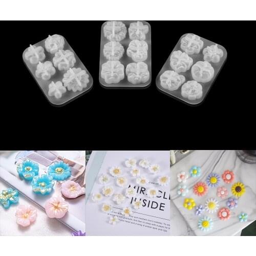 6 Grid Flower Shape Mould For Candy Chocolate Flowers Cake Decorating Silicone Mold for DIY Jewelry Decoration Making Tool