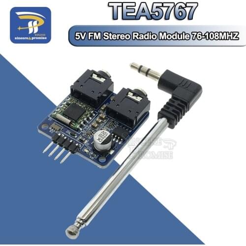 TEA5767 FM Stereo Radio Module 5V for Arduino Radio 76-108MHZ I2C communication With Free Cable Antenna