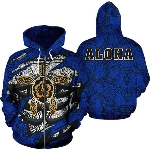 3D Printed Hoodie Aloha Turtle Polynesian Pattern For Men/Women Sweatshirt Spring Casual Pullover Zipper Streetwear
