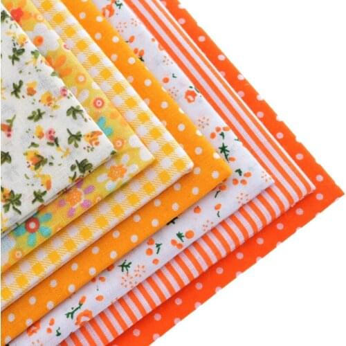 Thin Cotton Fabric Patchwork For Sewing Scrapbook Cloth Fat Quarters Tissue For Quilt Needlework Pattern 50*50cm Yellow 7pcs