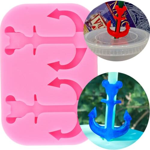 Disney Anchor Mickey Head Straw Topper Silicone Epoxy Resin Mold Jelly Candy Chocolate Fondant Molds DIY Cake Decorating Tools