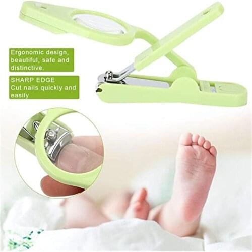 LED Light Magnifying Glass Nail Scissors Super Clear Illuminated Cutters for Elderly Children Clean Tool