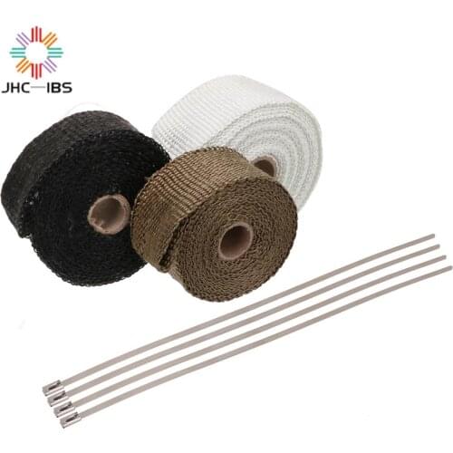 Motorcycle 5M*50MM Hermal Exhaust Tape Exhaust Front Pipe Wrap Header Heat Resistant Cloth For HONDA Strap Stainless Fixed Ties