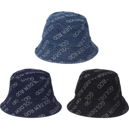 Womens Cotton Wased Denim Bucket Hat Vintage adult Leisure Sport Hip hop Letter printed Fisherman hats Caps Panama Gorros