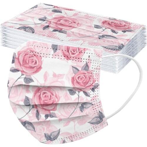 10-50pcs Adult Disposable Mask Colorful Floral Printed Nonwove 3ply Filters Universal Mascaras Mascarillas Halloween Cosplay