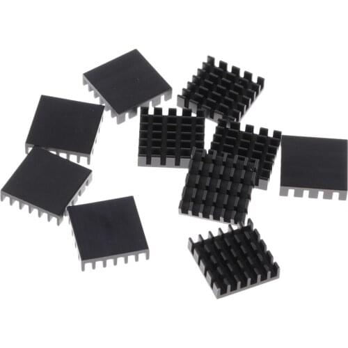 10 Lot CPU Cooling Heatsinks, VGA RAM Cooler Fin, with Cable Ties, 19x19x5mm, Aluminum, for Desktop Laptop PC Computer