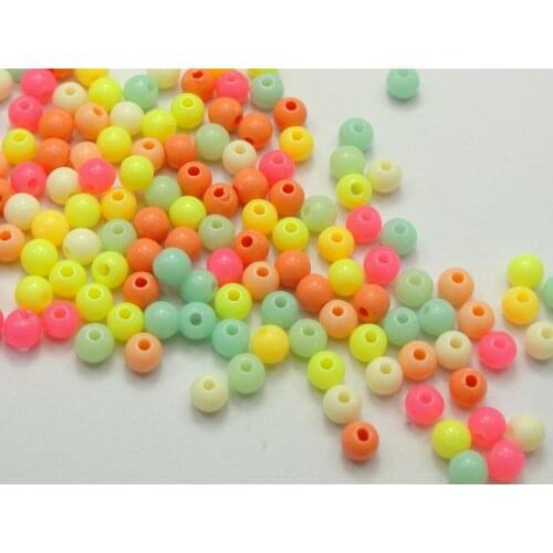 1000 Mixed Pastel Color Acrylic Round Beads 4mm Smooth Ball Spacer