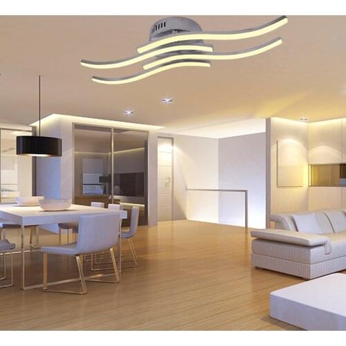 2/3/4 Lights LED Ceiling Light AC85-265V 24W 12W 18W Modern Curved Ceiling Lamp for Bar Restaurant Living Room Bedroom
