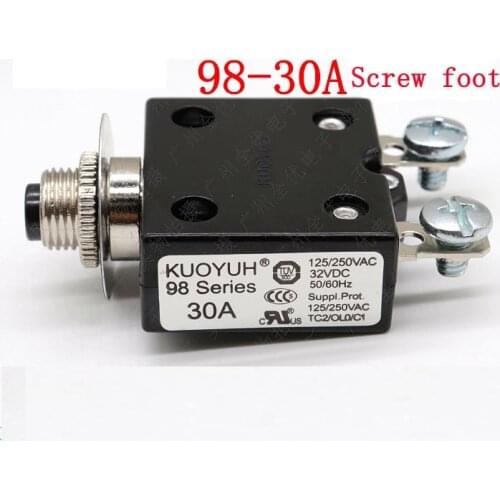 3Pcs Taiwan KUOYUH 98 Series-30A Overcurrent Protector Overload Switch Screw foot