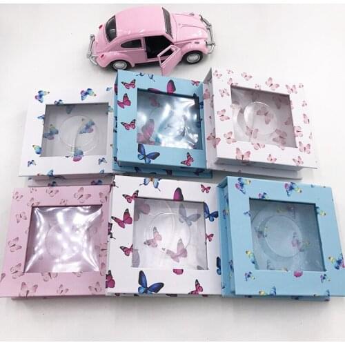 30/50pcs butterfly false eyelash packaging box lash boxes 25mm fake 3D mink lashes faux cils square glitter magnetic cases empty