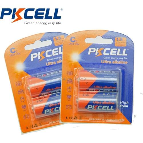 4Pcs*(2Pc/Card)1.5V AM-2 LR14 C MN1400 E93 Alkaline Battery Superior to UM2 R14P Electronic Toys Batteries