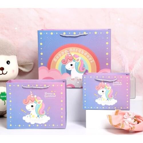 5pcs Creative Unicorn Gift Bag Cartoon Gift Bag Wedding Birthday Gift Bag Paper Bag Handbag Packaging Bag