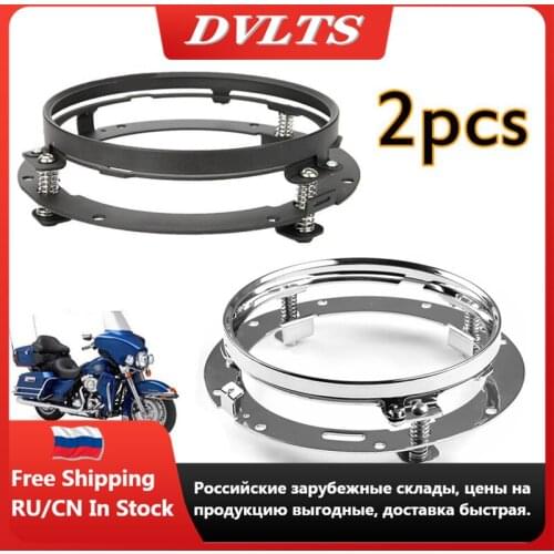 7 Inch Black/Chrome Round LED Headlight Adapter Mounting Ring Bracket for Touring Softail FLD