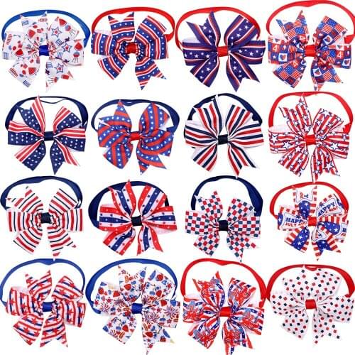 Free Shipping 200X Dog Supplies American Independence Day Pet Dog Bow Tie Small Dog Cat Puppy Bowties Neckties Pet Accessoreis