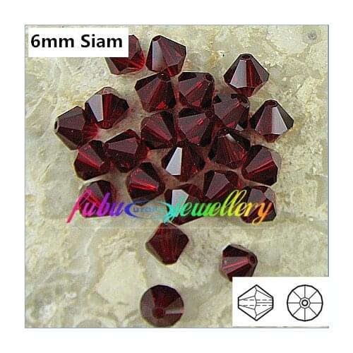 Free Shipping! 288pcs/Lot, AAA Chinese Top Quality 6mm Siam Crystal Bicone Beads