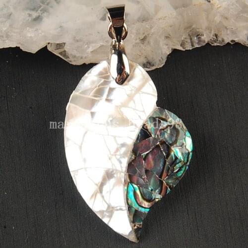 Free shipping Fashion Jewelry New Zealand Ablone Mother of pearl Shell Heart Pendant Bead MC3595