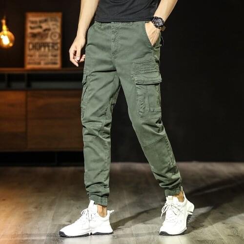 Fashion Streetwear Men Jeans Slim Fit Big Pocket Casual Cargo Pants Overalls Designer Hip Hop Joggers Men Ankle Banded Trousers