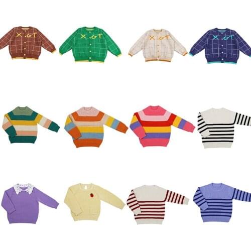 EnkeliBB Kids Boy and Girl Sweaters Winter Autumn Knit Tops Fashion Design Made of Cotton Toddler Long Sleeve Loose Sweater