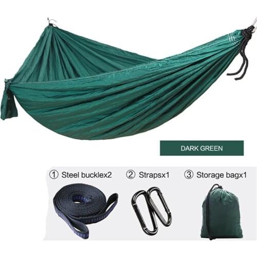 Camping Hammock Double Camp Hamac Portable Lightweight Nylon Fabric for Outdoor Travel Suspension Handy Hammoc