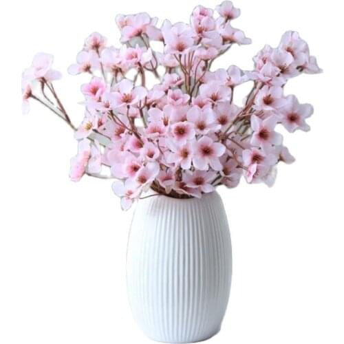 10Pcs Fake Peach Blossom 15.75" Length Simulation Pink Color Prunus Persica for Wedding Home Decorative Artificial Flowers