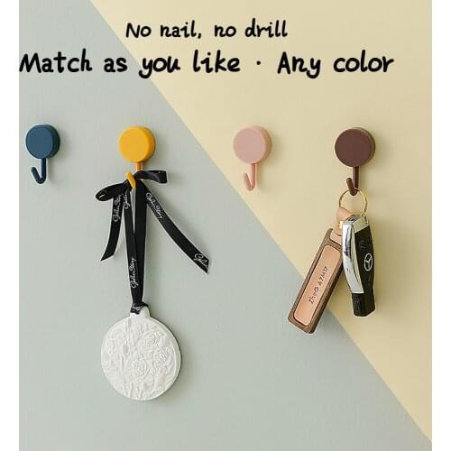 Candy Solid Color Strong Paste Adhesive Wall Hook Nordic Home Decoration Minimalism Style Sticky Hook For Kitchen Bathroom 10pcs