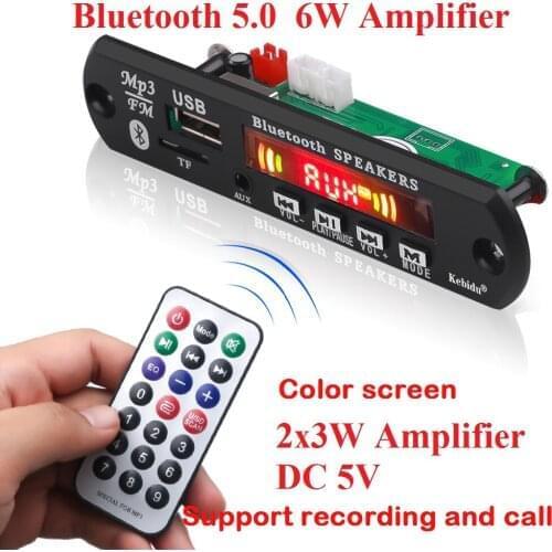 Kebidumei 5V 12V Bluetooth 5.0 6W Amplifier Car FM Radio Module 2*3W Amplifier MP3 Player Decoder Board Support TF USB AUX FM