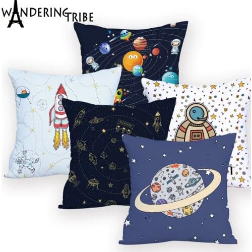 Space Pillow Home Cushions New Cushion Universe Sun Planet Cushion Custom Pillowcase Decorative Pillow Cover Spaceship For Sofa