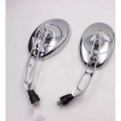 Motorcycle Round Rear View Mirror Universal Motorbike 10MM Chrome Oval Rearview Mirror For Prince Harley
