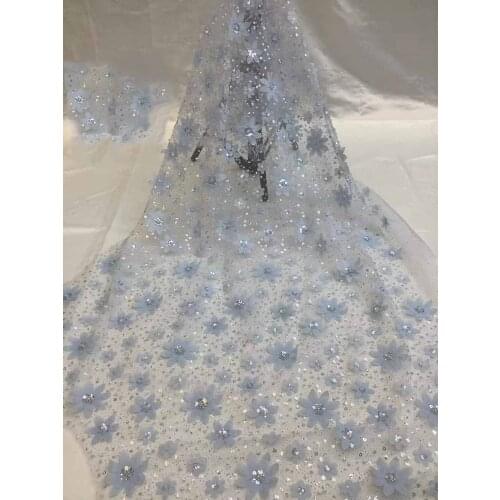 Hot Selling French Mesh Lace Fabric Sequins Beads Tube Appliques Craft Tulle Embroidery Sewing Party Wedding Dress 5 Yards Bpodq