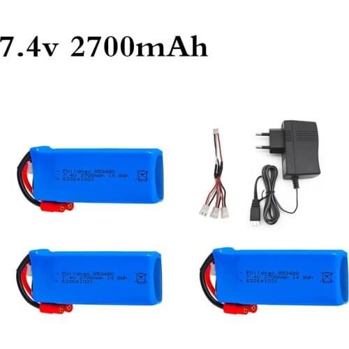 Upgraded 2700mAh 7.4v Lipo battery + Charger set for Syma X8W X8C X8G X8HC X8HW X8HG RC Quadcopter Drone spare parts