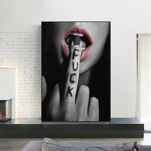 Sexy Lips with Finger Canvas Paintings on The Wall Art Posters and Prints Modern Wall Art Decorative Pictures for Home Cuadros