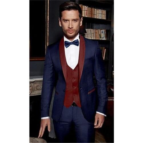 Customized new men gentleman suit 3 piece (coat+pants+vest) wedding groom dress mens fashion quality suits designs Traje Hombre