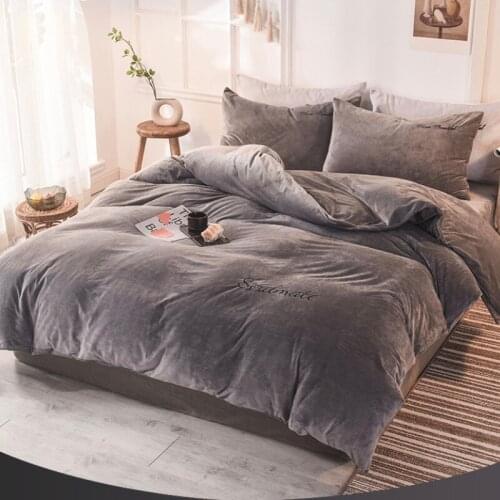 1.2/1.5/1.8/2.0m Home Quilt Cover 4pc Flannel Bed Sheet Winter Warm Autumn Hotel Bedclothes Bedding With Pillow Case Set Y147