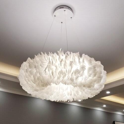 New Nordic Feather Pendant Lamp Romantic Fairy Ceiling Hanging Light for Childrens Bedroom Dining Living Room Loft Home Decor