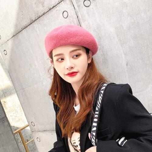 Winter autumn kids casual thick warm wool beret cap Octagonal cap Aritist pumpkin hat Wool Adult women Beret hats