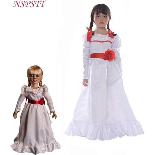 ROLECOS Doll Annabelle Cosplay Costume Halloween Girl Halloween Dress Women Kids Adult Halloween Costume Horror Conjurining