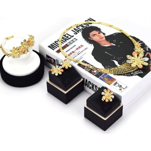 Sakura Love Dubai African Jewelry Set Gold Earrings Necklace Bracelet Ring Glamour Woman Wedding Jewelry Fashion Style Gift