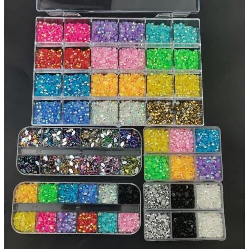 Nail Art Rhinestones Set Horse Eye Flat Back стразы Jelly AB Resin Non Hotfix Rhinestones For Nail Art Decorations Design