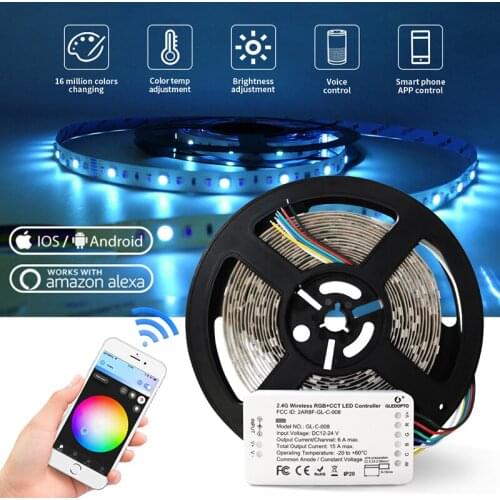 Sigbee Sed Strip Wight Work With Alexa Echo Puls RGB/RGBW/RGB+CCT Warm White 24V Zigbee Controller Smart Phone Control LED light