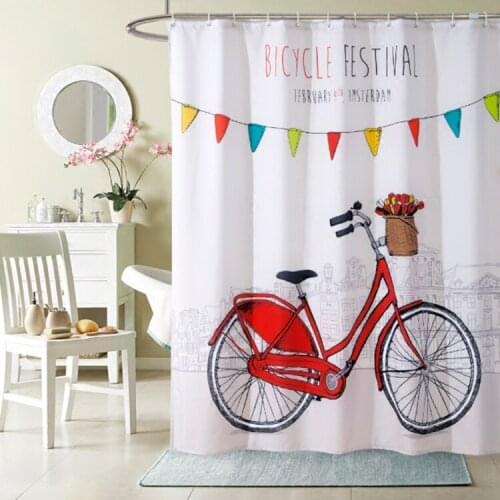 Minimalist style Bicycle shower curtain High Quality Polyester Fashion Home decor Bathroom Curtain with 12 Hooks