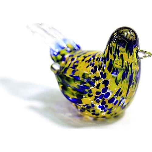Colorful Mini Glass Bird Figurines Handmade Art Crafts Cute Vivid Animal Ornament Home Tabletop Garden Decor Charms Accessories