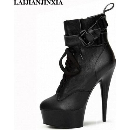 New 15cm hate the sky high and low, short boot new ultra high heels and womens shoes, front lacing Dance Shoes