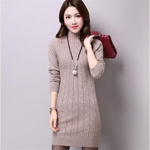 Sanishroly 2018 Autumn Winter Women Turtleneck Sweater Dress Long Sleeve Knitted Dresses Ladies Sheath Mini Dress Vestidos SE108