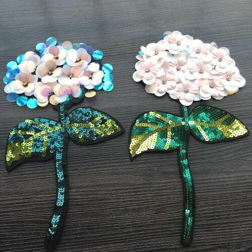 1Pcs Large 3D Sequins Embroidery Patch Flowers Applique Patch DIY Clothing Decorative Supplies LSHB603