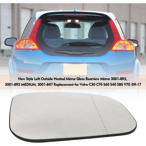 1pc Left/right Outside Heated Mirror Glass Rearview Mirror Car accessories for Volvo C30 C70 S60 S40 S80 V70 /09-17