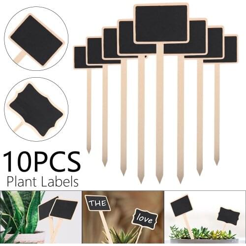 10PCS Black Card Wooden Succulent Decorative Board Plant Mark Creative Decoration Garden Flower Pot Label Planters