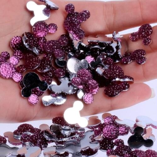 1000pcs 14x11.5mm Mickey Head Many Colors Flatback Glue On Resin Rhinestone DIY Nail Art Crafts Jewelry Garments Decorations