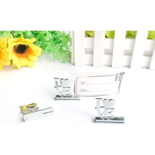12PCS Silver Metal LOVE Place Card Holders/Name Holder Wedding Party Decoration Favors